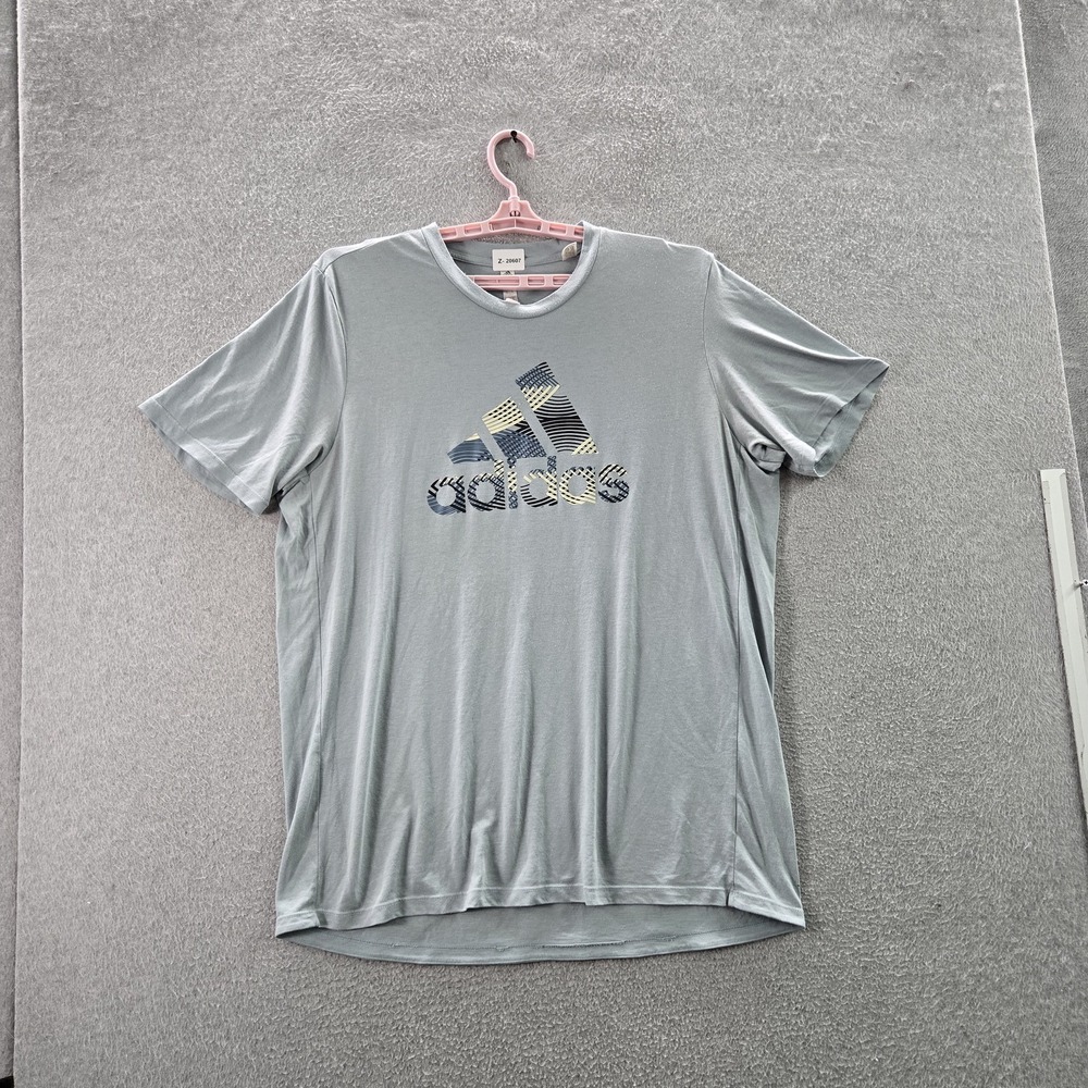 Adidas Men Shirt XL Blue Graphic HG6580 Short Sleeve